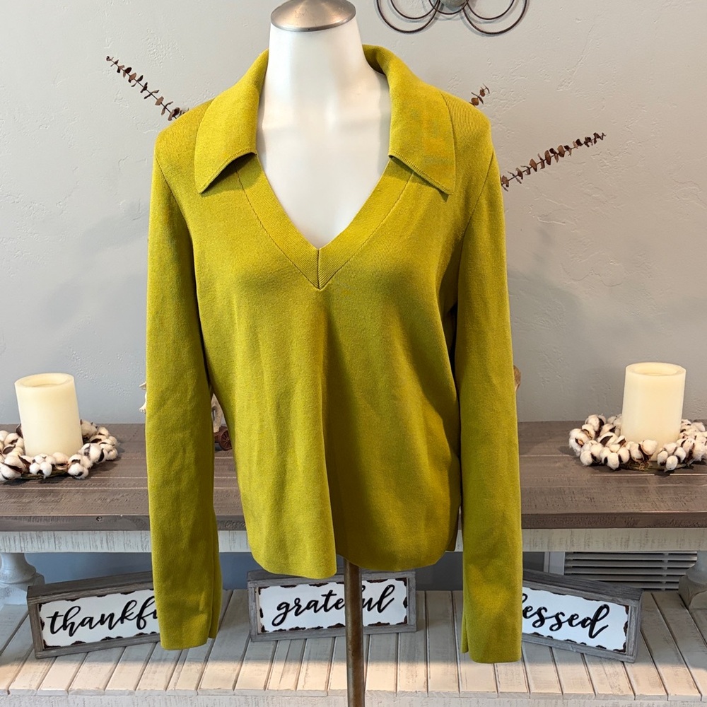 Express V-Neck Sweater in Chartreuse